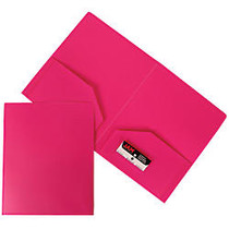 JAM Paper; Heavy-Duty 2-Pocket Presentation Folders, 9 inch; x 12 inch;, 1 inch; Capacity, Fuchsia Pink, Pack Of 6