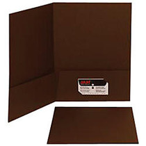 JAM Paper; Matte 2-Pocket Folders, 9 inch; x 12 inch;, 1 inch; Capacity, 100% Recycled, Chocolate Brown, Pack Of 6