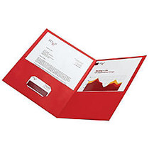 Office Wagon; Brand Leatherette Twin-Pocket Portfolios, Red, Pack Of 10