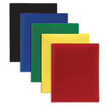 Office Wagon; Brand Poly 2-Pocket Portfolios, 8 1/2 inch; x 11 inch;, Assorted Colors, Pack Of 10