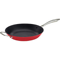 Cuisinart CIL22-30HRN 12in Fry Pan W/helper Red Accs Castlite Non-stick Cast Iron