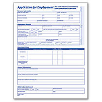 Adams; Application For Employment, 8 1/2 inch; x 11 inch;, Pack Of 25