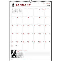 AT-A-GLANCE 30% Recycled Monthly Wall Calendar, 17 3/4 inch; x 10 7/8 inch;, White, January-December 2016