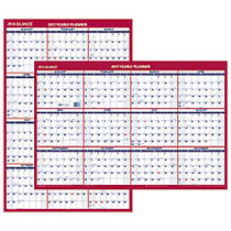 AT-A-GLANCE; 30% Recycled Horizontal/Vertical, Erasable/Reversible Wall Planner, 24 inch; x 36 inch;, January-December 2017