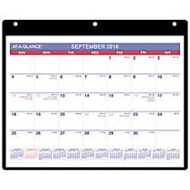 AT-A-GLANCE; Academic 16-Month Wall Calendar, Stapled, 8 inch; x 11 inch;, 30% Recycled, Blue/Red, September 2016 to December 2017