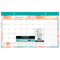AT-A-GLANCE; Monthly Desk Pad Calendar, 17 3/4 inch; x 10 7/8 inch;, Meadow, January to December 2017