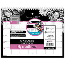 AT-A-GLANCE; Monthly Wall Calendar, 11 inch; x 8 1/2 inch;, FloraDoodle, January to December 2017