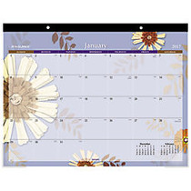 AT-A-GLANCE; Visual Organizer; 30% Recycled Desk Pad Calendar, 22 inch; x 17 inch;, Multicolor Flowers, January&ndash;December 2017