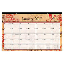 Blue Sky; 50% Recycled Desk Pad Calendar, 17 inch; x 11 inch;, Heather, January-December 2017