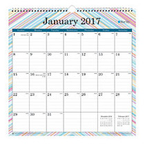 Blue Sky&trade; Wire-O Fashion Monthly Wall Calendar, 12 inch; x 12 inch;, 50% Recycled, Solana, January to December 2017
