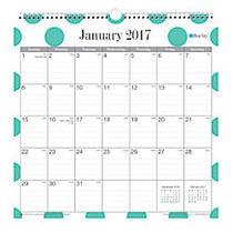 Blue Sky&trade; Wire-O Monthly Wall Calendar, 12 inch; x 12 inch;, 50% Recycled, Penelope, January-December 2017