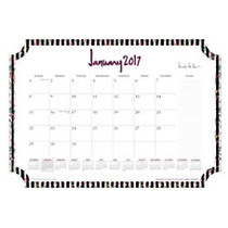 Nicole Miller Monthly Desk Pad Calendar, 20 inch; x 14 inch;, 50% Recycled, Garden Strip, January to December 2017