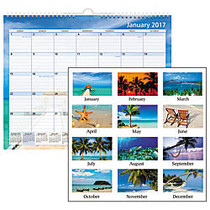 Office Wagon; Brand Monthly Wall Calendar, 15 inch; x 12 inch;, 30% Recycled, Paradise, January to December 2017