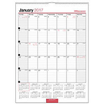 Office Wagon; Brand Monthly Wall Calendar, 8 inch; x 11 inch;, 30% Recycled, Black/Red, January to December 2017