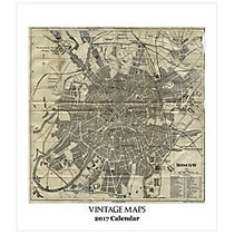 Retrospect Monthly Desk Calendar, 6 1/4 inch; x 5 1/2 inch;, Vintage Maps, January to December 2017