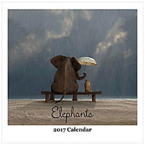 Retrospect Monthly Square Wall Calendar, 12 1/4 inch; x 12 inch;, Elephants, January to December 2017