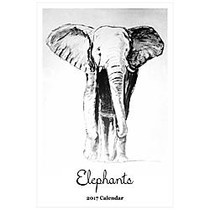 Retrospect Monthly Wall Calendar, 19 1/4 inch; x 12 1/2 inch;, Elephants, January to December 2017