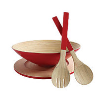 Orbit Bamboo Salad Bowl Set, 4-Piece, 5 1/2 inch;H x 13 4/5 inch;W x 13 4/5 inch;D