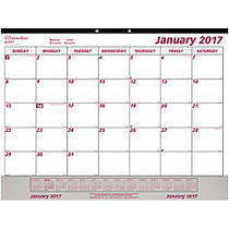Brownline Vinyl Strip Monthly Desk Pad Calendar - Julian - Daily, Monthly - 1 Year - January 2017 till December 2017 - 1 Month Single Page Layout - 22 inch; x 17 inch; - Desk Pad, Wall Mountable - White - Chipboard - Tear-off, Reinforced, Perforated