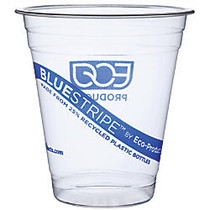 Eco Products Recycled Content Clear Plastic Cold Drink Cups, Blue Stripe, 12 oz., Clear, 1000/Carton