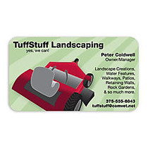 Full-Color Flat-Print Business Cards With Rounded Corners, 14 Pt., 4/4, 3 1/2 inch; x 2 inch;, Uncoated, Box Of 250