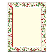 Great Papers!; Holiday-Themed Letterhead Paper, 8 1/2 inch; x 11 inch;, Candy Cane & Holly, Pack Of 80