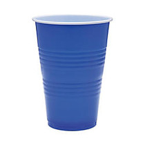 Genuine Joe Cold Beverage Plastic Party Cups, 16 Oz, Blue/White, Pack Of 50