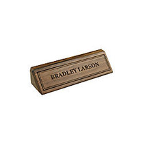 Engraved Desk Sign, Walnut Sign With Laser Engraved Letters And Borders, 1 3/4 inch; x 10 1/2 inch;