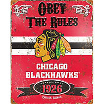 Party Animal Chicago Blackhawks Embossed Metal Sign