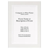 Custom Printed Premium Invitations, 7 3/4 inch; x 5 1/2 inch;, Pearl Linen Panel, Flat, White Matte, 30% Recycled, Box Of 25