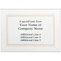 Custom Printed Stationery Note Cards, 4 7/8 inch; x 3 3/8 inch;, Pink & Pearl Border, Folded, White Matte, Box Of 25