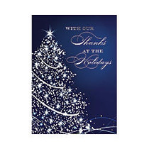 Personalized Customer Appreciation Holiday Cards With Envelopes, FSC Certified, 5 5/8 inch; x 7 7/8 inch;, Starry Blue Holiday, Box Of 25