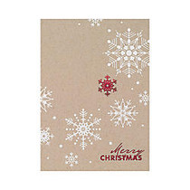 Personalized Designer Greeting Cards With Envelopes, FSC Certified, 5 5/8 inch; x 7 7/8 inch;, 30% Recycled, Christmas Snowflakes On Kraft, Box Of 25