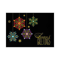 Personalized Designer Greeting Cards With Envelopes, FSC Certified, 7 7/8 inch; x 5 5/8 inch;, Colorful Snowflakes, Box Of 25