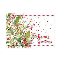 Personalized Designer Greeting Cards With Envelopes, FSC Certified, 7 7/8 inch; x 5 5/8 inch;, Holly And Berries, Box Of 25
