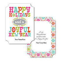 Personalized Designer Greeting Cards With Envelopes, Two-Sided, Die-Cut, 5 1/8 inch; x 7 1/4 inch;, Joyful Jumble, Box Of 25