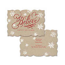 Personalized Designer Greeting Cards With Envelopes, Two-Sided, Die-Cut, 7 1/4 inch; x 5 1/8 inch;, Believe, Box Of 25