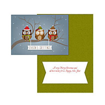 Personalized Designer Greeting Cards With Envelopes, Two-Sided, Folded, 7 1/4 inch; x 5 1/8 inch;, Owl Greetings, Box Of 25