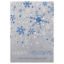 Personalized Front Imprint Holiday Cards With Envelopes, FSC Certified, 5 5/8 inch; x 7 7/8 inch;, 30% Recycled, Holiday Snowfall, Box Of 25