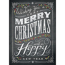 Personalized Holiday Cards With Envelopes, Chalkboard Merry Christmas, 5 5/8 inch; x 7 7/8 inch;, Box Of 25