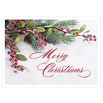 Personalized Holiday Cards, Frosted Berries, 7 inch; x 5 inch;, Box Of 25