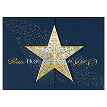 Premium Plus Personalized Holiday Cards With Envelopes, 7 1/4 inch; x 5 1/8 inch;, Golden Star, Box Of 25