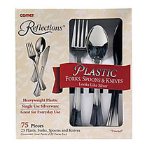 Comet; Reflections&trade; Heavyweight Plastic Cutlery, Silver, Set Of 75