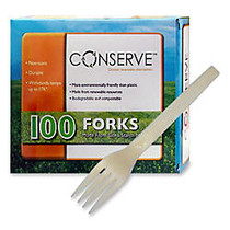 Conserve; Disposable Forks, White, Box Of 100