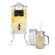 Beverage Dispenser and Mason Jar Tumbler Set