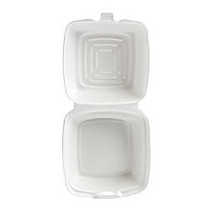 Dart Foam Carryout Hinged Container, 3 inch;H x 6 inch;W x 5 9/10 inch;D, White, Pack Of 125