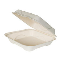 Eco-Products Bagasse Hinged Clamshell Carryout Containers, 3 inch; x 9 inch; x 9 inch;, White, Case Of 200