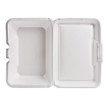 Genpak Foam Hinged Carryout Containers, Deep, 9 1/5 inch; x 6 1/2 inch; x 3 inch;, White, Case Of 200