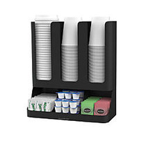 Mind Reader Flume 6-Compartment Upright Coffee Condiment And Cup Organizer, Black