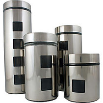 PURELIFE 4 Piece Stainless Steel with Glass Canister Set